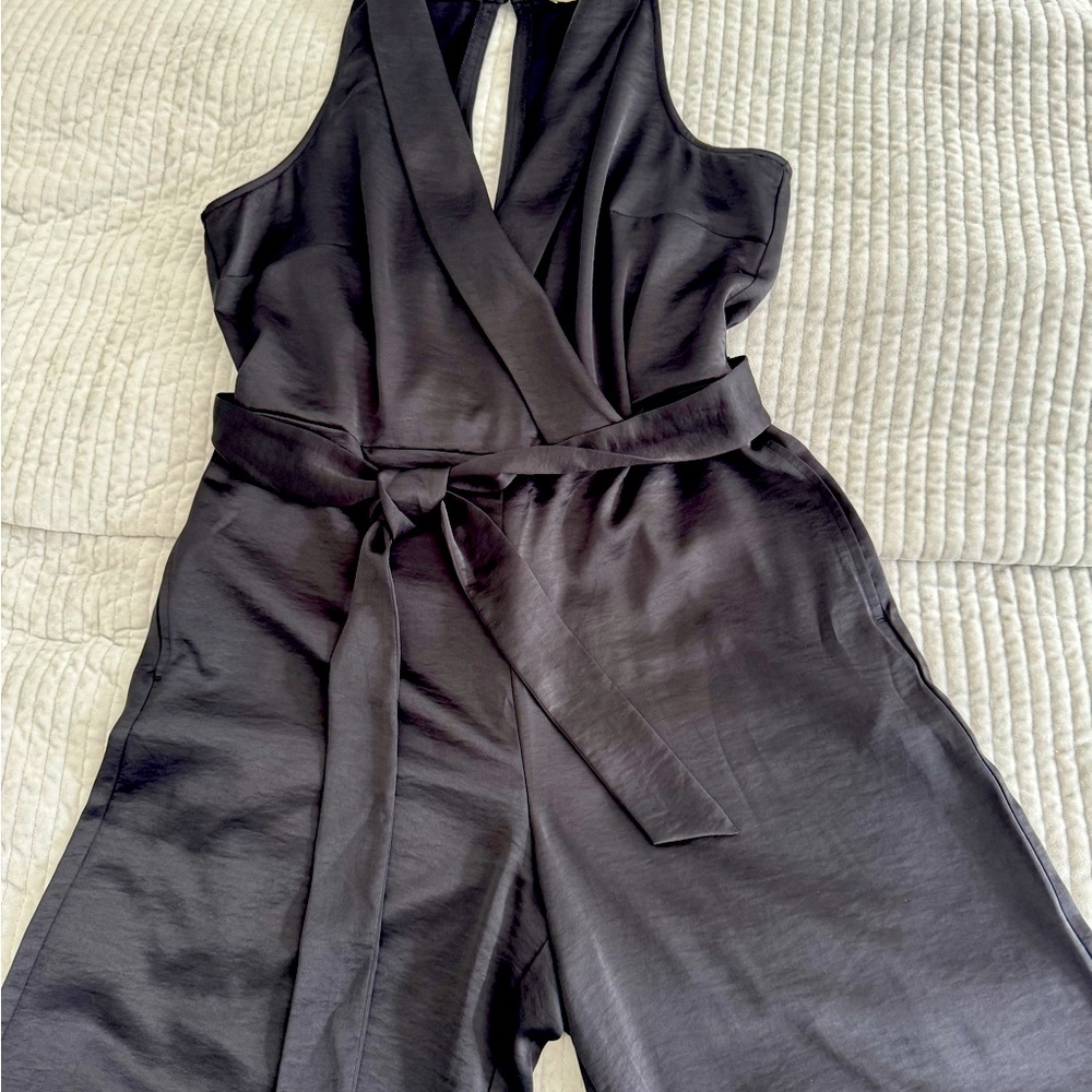 Black Relaxed Fit Jumpsuit with Hood and Elastic Waist